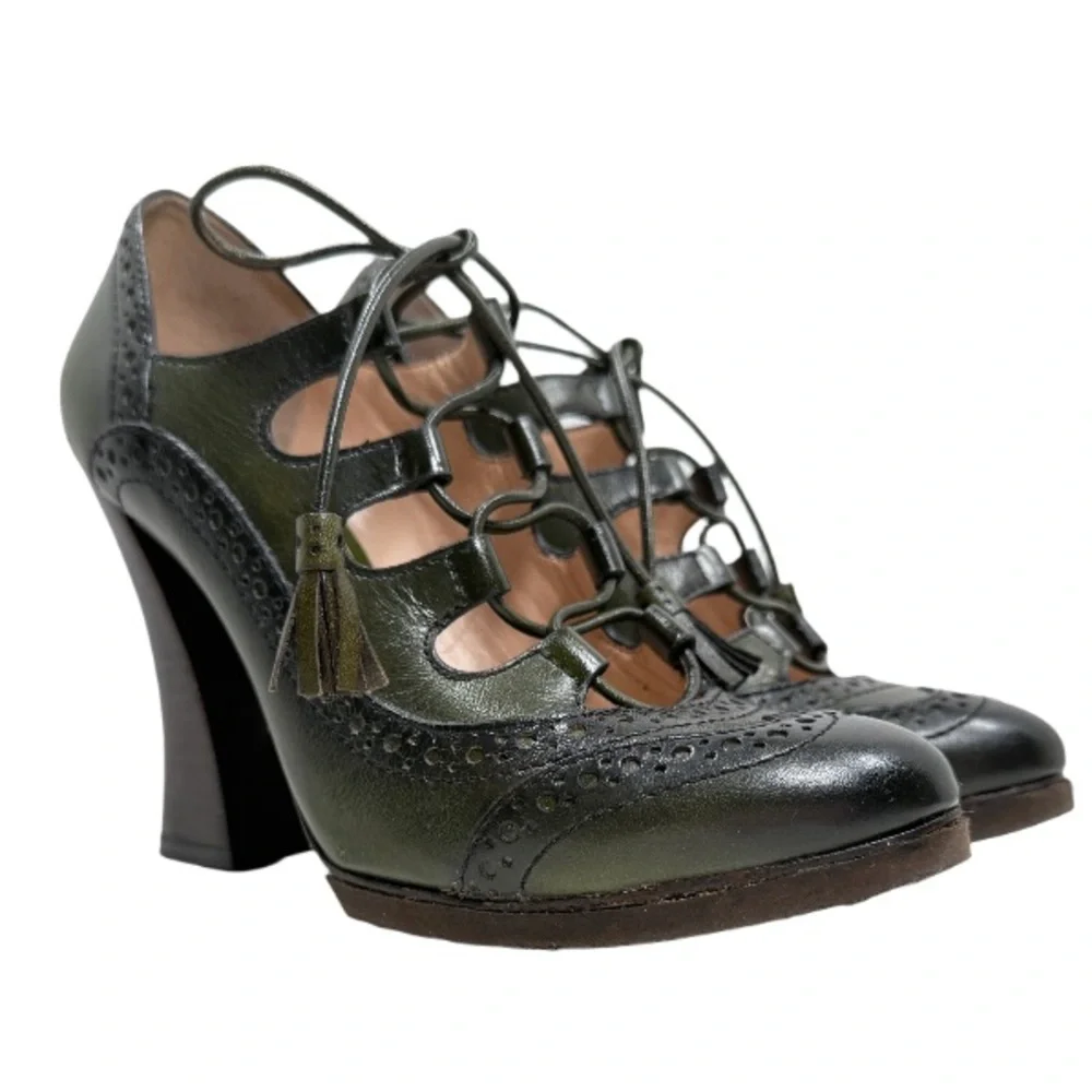 TORY BURCH | Astrid Distressed Leather Pump Lace Up Ghillie Oxford Classic